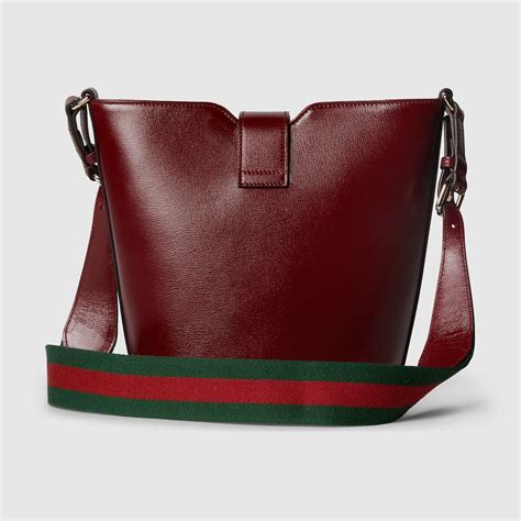 Mini borsa a secchiello in Pelle Gucci Rosso Ancora 